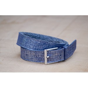 CEINTURE CUIR  BLEU ARGENTÉ  | La classique